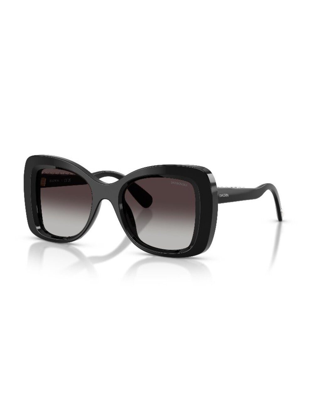 New Swarovski Women's Sunglasses Black Grey Lens Acetate Frame SK6062U 10018G 51